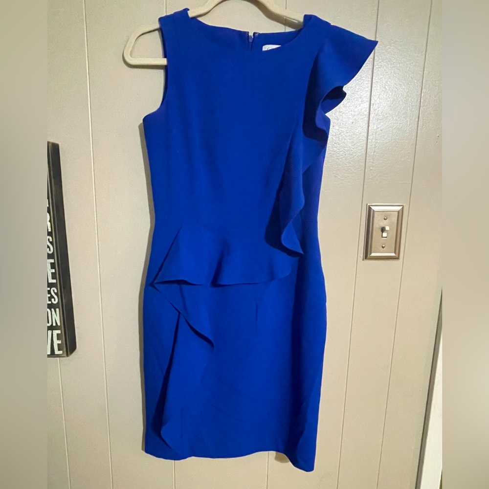 Calvin Klein Blue Ruffle Dress